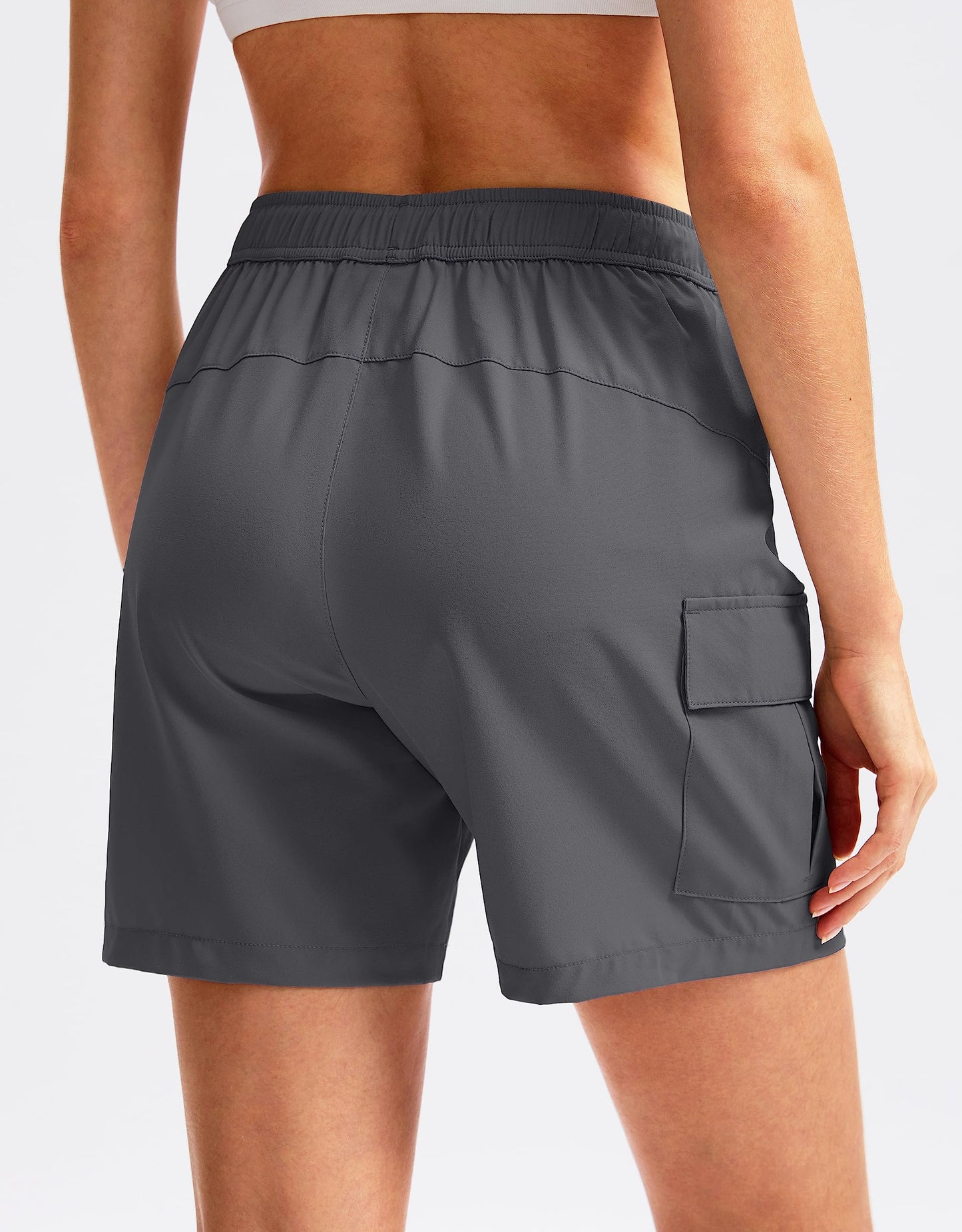 SANTINY Women's 5''/ 7''/9'' Hiking Cargo Shorts Quick Dry Lightweight Summer Shorts for Women Athletic Golf Zipper Pockets(Dark Grey_XXL)