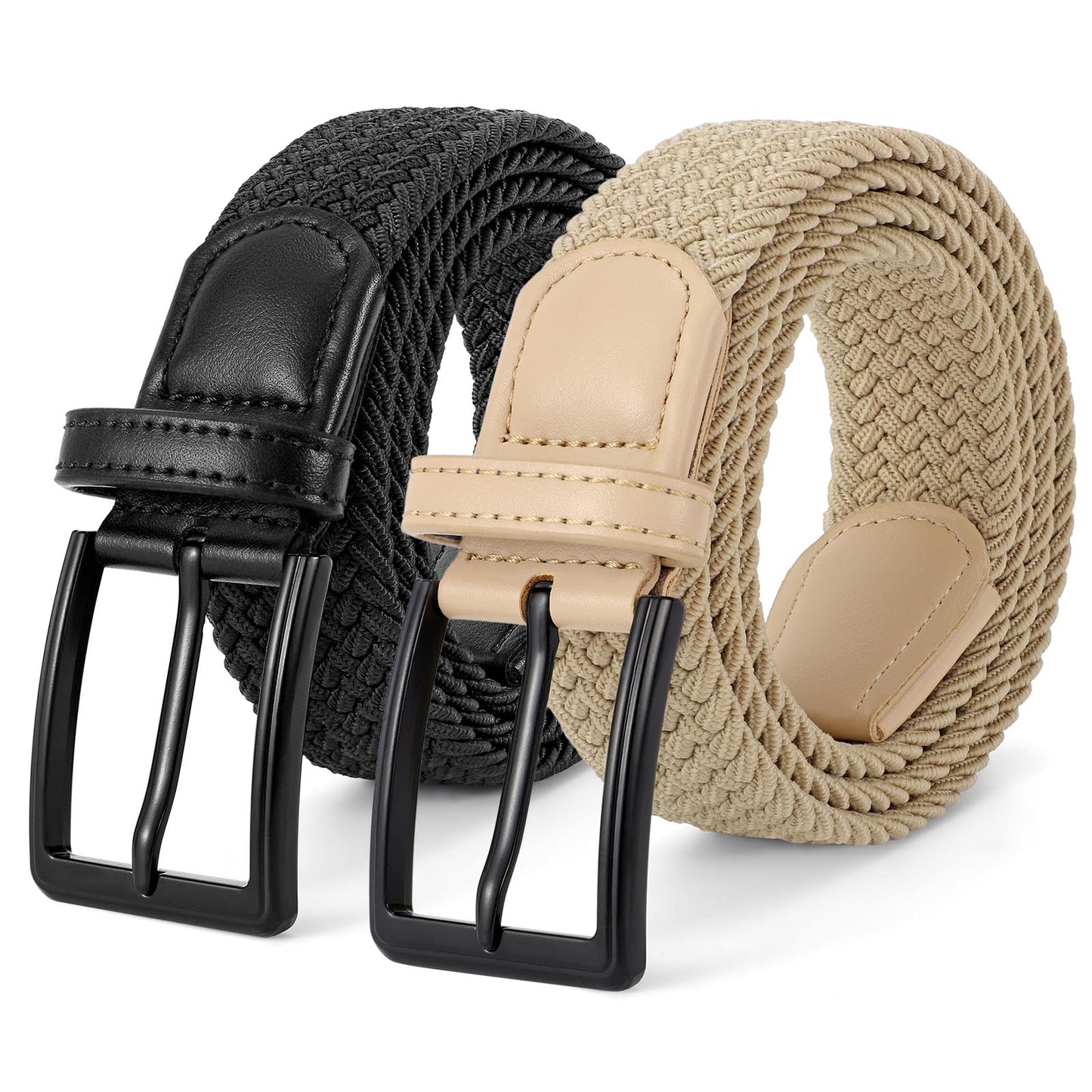 BELTROAD Elastic Braided Belt Mens Golf Belts No-Hole Design Lightweight Breathable Woven Stretch Belt for Golf Casual