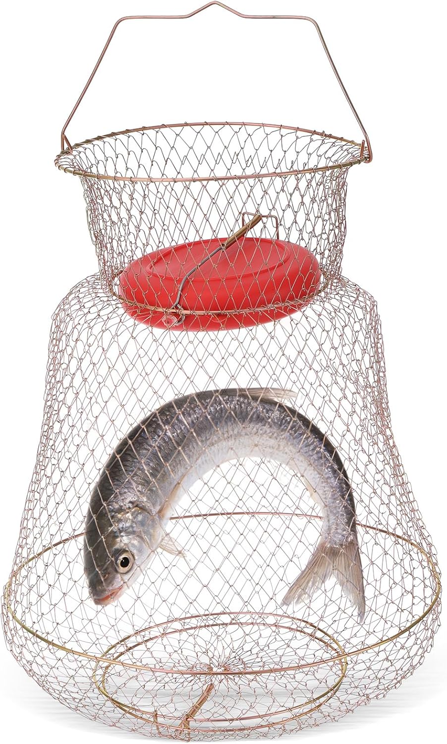 Floatable Galvanized Steel Wire Fish Basket - Portable, Durable Fishing Net Cage | Collapsible Design