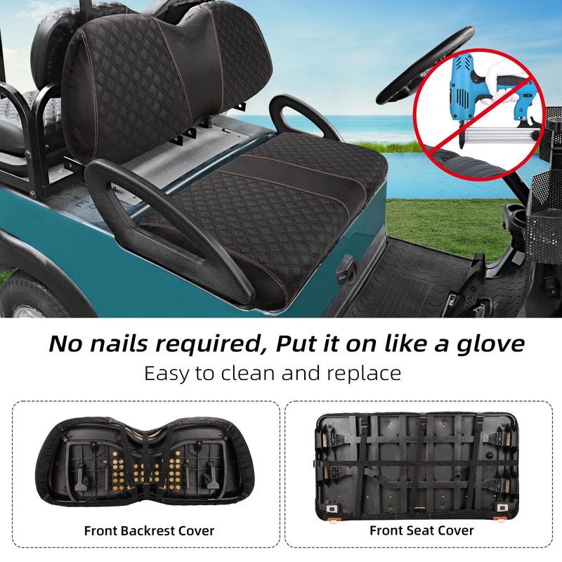 Roykaw 1680D Oxford Cloth Golf Cart Front Seat Cover for Club Car Precedent, No Nailed Required,Anti-Scratch, Easy to Clean
