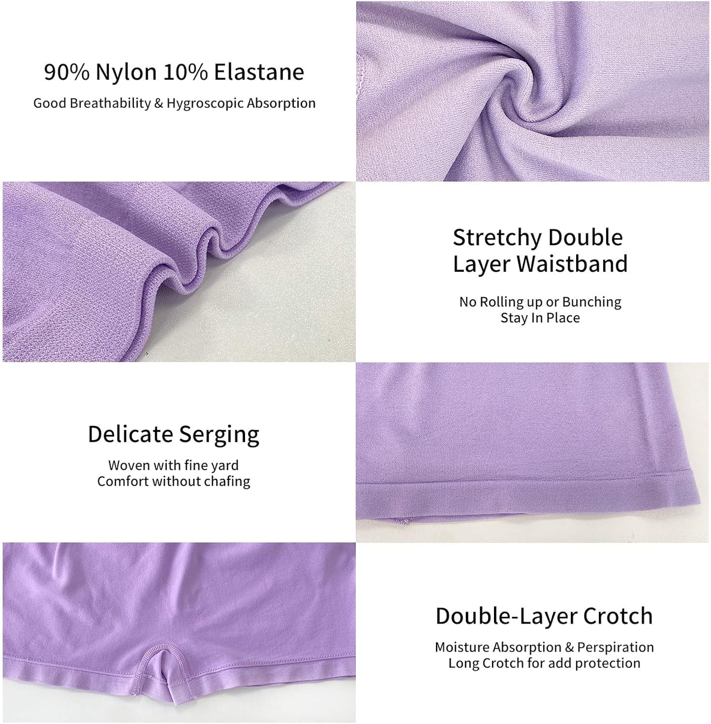Seamless Boyshorts - Stretch Nylon Full Coverage Boxer Briefs | Anti-Chafing Women’s Panties (4 Pack)