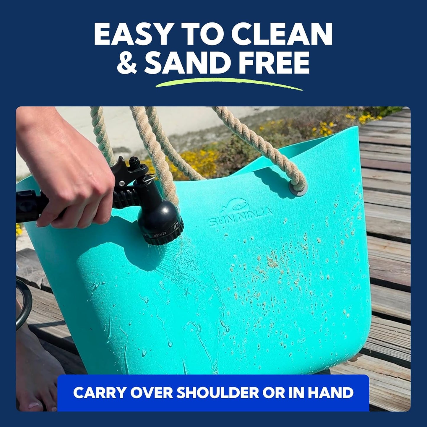 Rubber Beach Bag - Extra Large Waterproof EVA Tote with Rope Handles | Ideal for Summer Outings