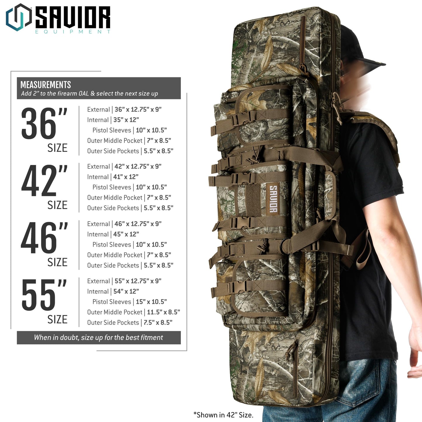 Savior Equipment American Classic Tactical Double Long Rifle Pistol Gun Bag Firearm Transportation Case w/Backpack, 36 Inch M81 Woodland Camo