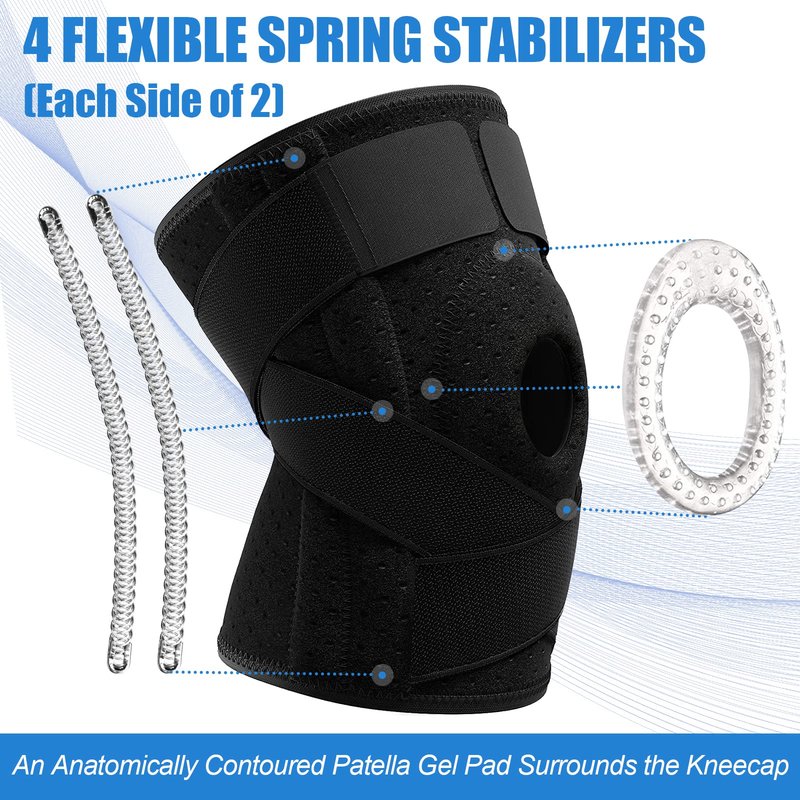 NEENCA Knee Brace for Knee Pain, Adjustable Knee Support with Patella Gel Pad & Side Spring Stabilizers, Knee Wrap for Arthritis, Meniscus Tear, ACL, Knee Pain Relief, Runner, Sport