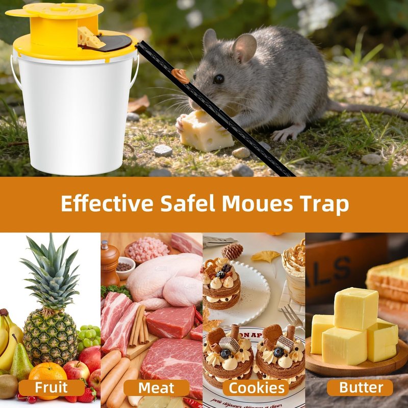 Mouse Trap Bucket - Multi-Catch Indoor Traps for Home | Auto-Reset, Humane or Lethal - Fits 5 Gallon Bucket - 4 Pack