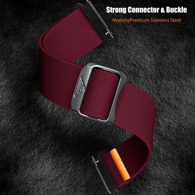 Compatible for Spade & Co Health Smartwatch 4, Quick Release Stretchy Solo Loop Adjustable Nylon Replacement Straps Compatible for Spade & Co Health Smartwatch 4 1.85 Inches (Red, 22mm size band)