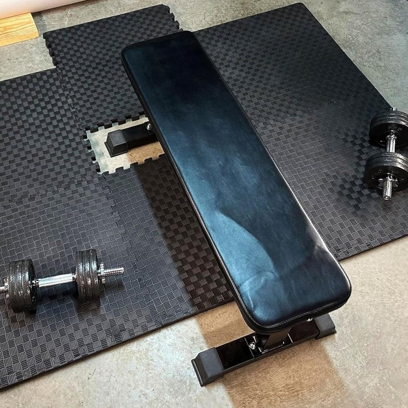 BalanceFrom Interlocking Foam Exercise Tile Mat - Non-Slip 24x24 Inch, 36-Count, Black for Home Gym & Playroom