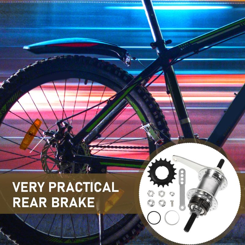 Yardwe 36H Inverted Brake Drum Rear Hub Steel Cycling Wheel Hub for Fixed Gear and Mountain Bikes 7.08X5.51X2.75 Inch Bicycle Rear Brake Kit
