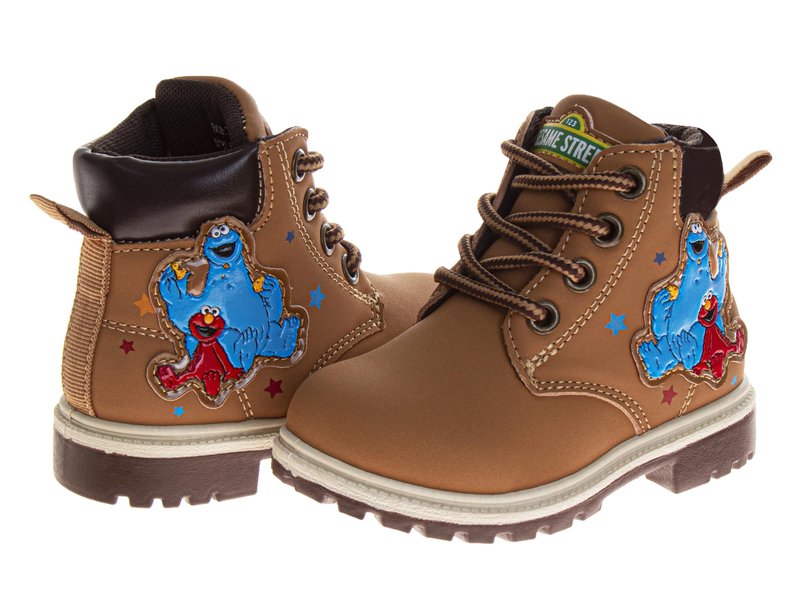Sesame Street Boots Ankle High Workboot - Trekking Walking Climbing Hiking Boot for Kids - Elmo and Cookie Monster (Size 6 Toddler)