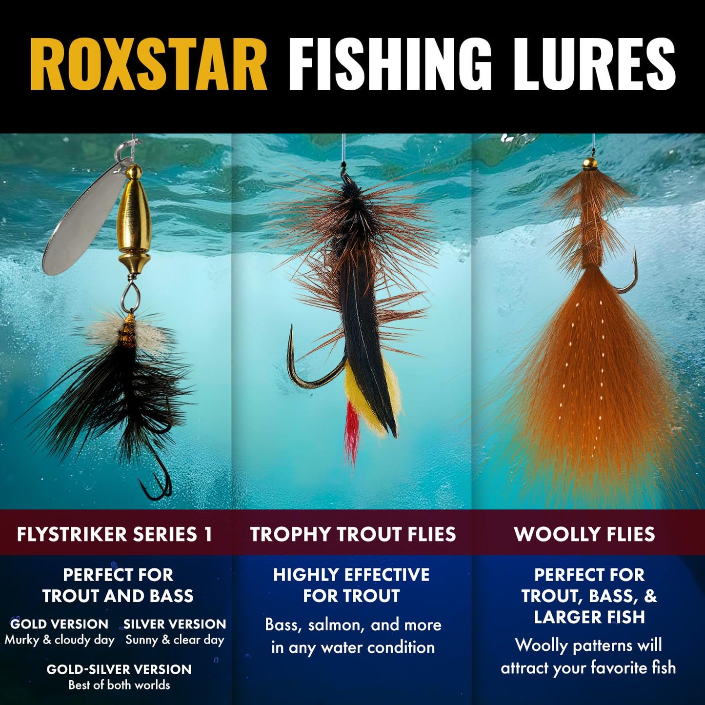 RoxStar Fly Shop Trophy Trout 24pk Top Wet & Dry Flies for Trout. Proven Nationwide to Catch Fish! Tied in-House Never Outsourced Fly Fishing Gift (Barbless Trophy Trout Flies 24pk)