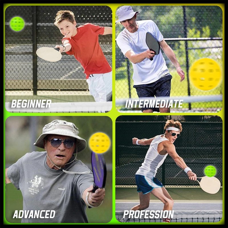 LUCYLANKER Outdoor Pickleball Balls for All Style Paddle & Court, 40 Holes with Mesh Bag & 2 Ball Retrievers, Durable High Visibility USAPA Approved Premium Practice Flight Resistant (Yellow, 12 Pack)