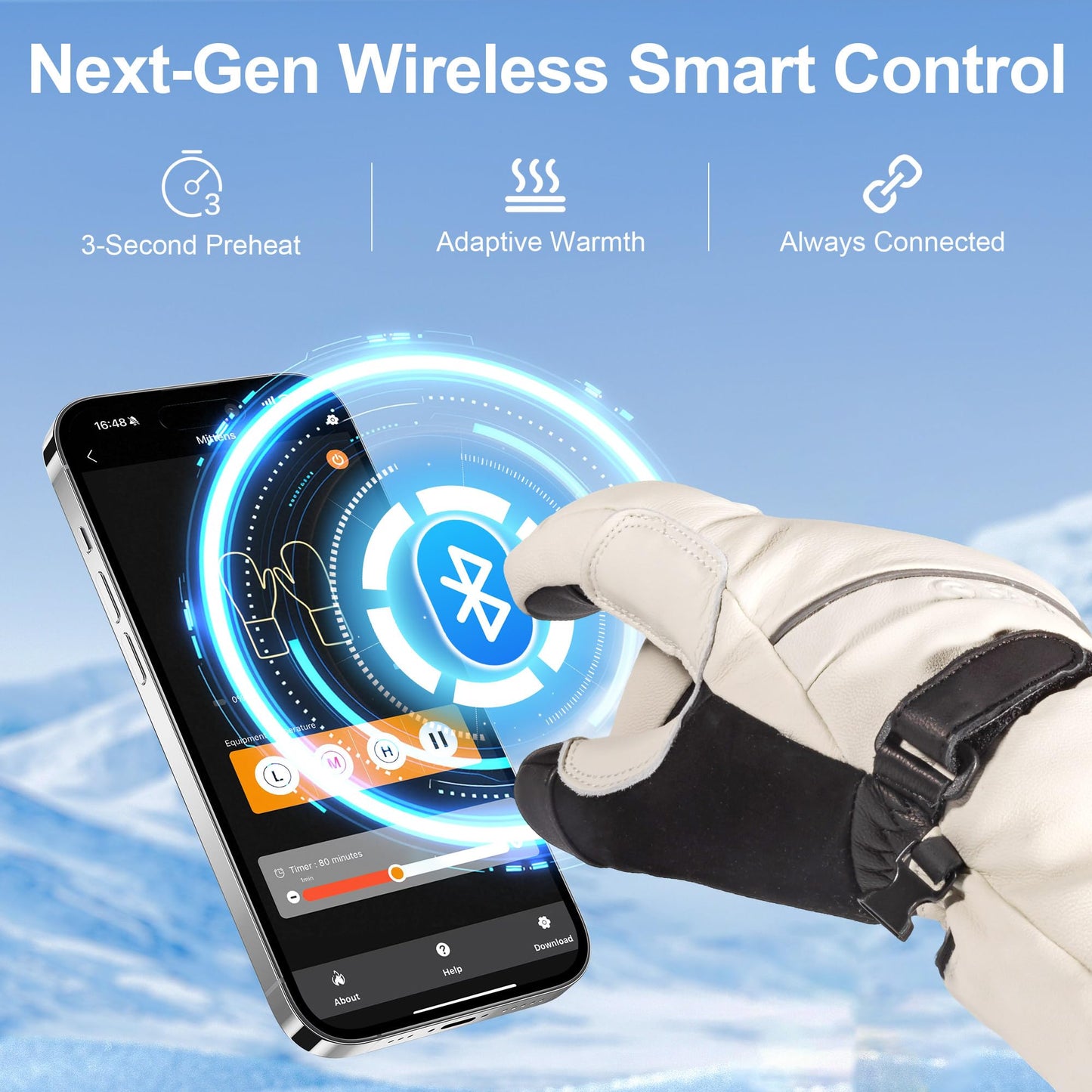 SAVIOR HEAT Heated Gloves for Men Women, EH 8 Pro Electric Leather Ski Gloves for Extreme Cold -5℉, Aero-Grade Aerogel 3M Insulation, 3000mAh Rechargeable Battery Waterproof for Skiers (X-Large)