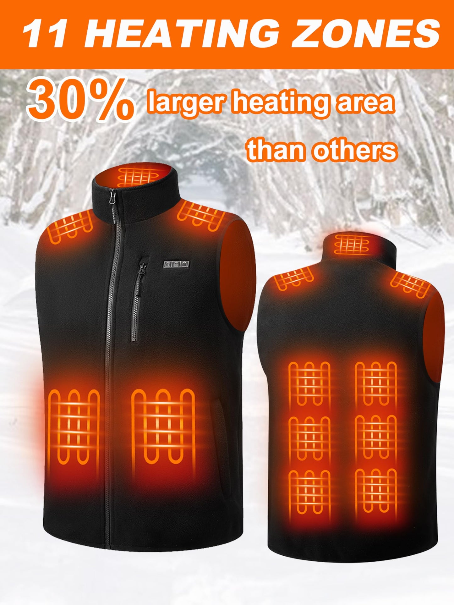 Udesyeny Heated Vest for Men with 16000mAh 7.4V Battery Pack Included, Fleece Warming Men's Heated Vest Rechargeable (Large)