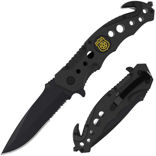 Swiss Safe 3-in-1 Tactical Knife for Military and First Responders - Tactical Black