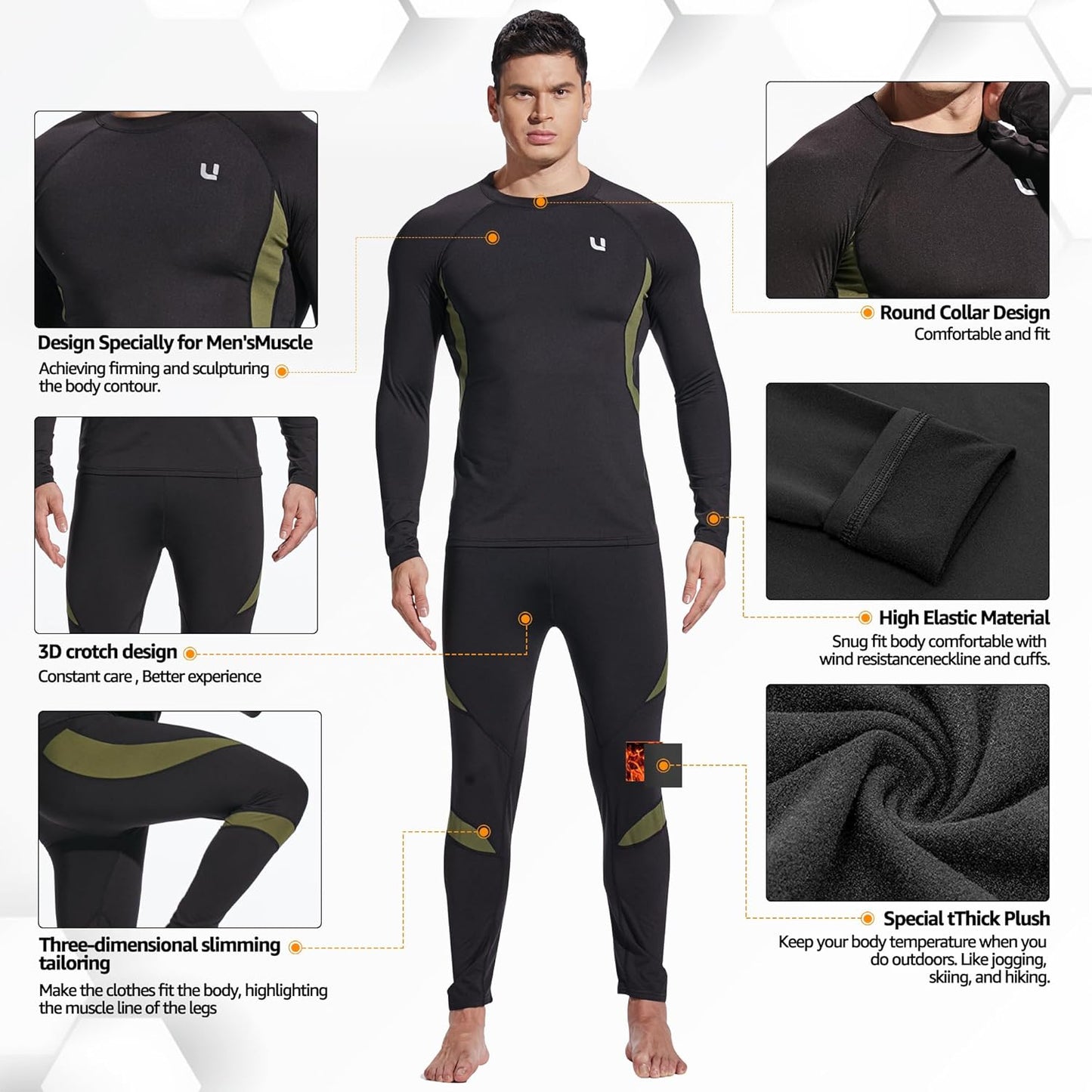 Men's Thermal Underwear Set - Quick-Drying Fleece Base Layer | Top & Long Johns