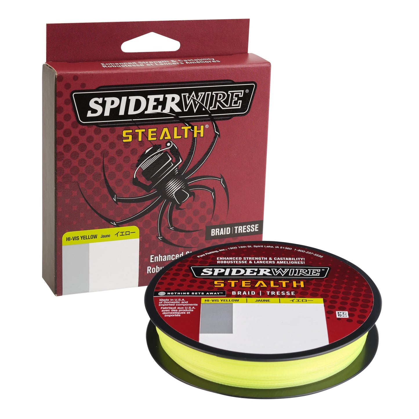 SpiderWire Stealth® Superline, Hi-Vis Yellow, 50lb | 22.6kg, 125yd | 114m Braided Fishing Line, Suitable for Freshwater and Saltwater Environments