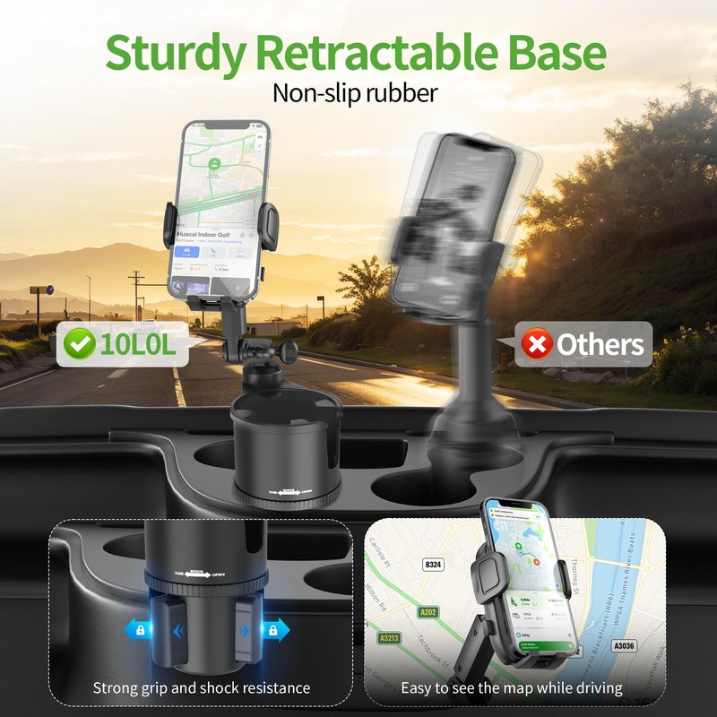 10L0L Golf Cart Phone Holder - Universal Cell Phone Holder with Cup Holder for Yamaha/EZGO/Club Car, Golf Cart Accessories, Store & Access Cell