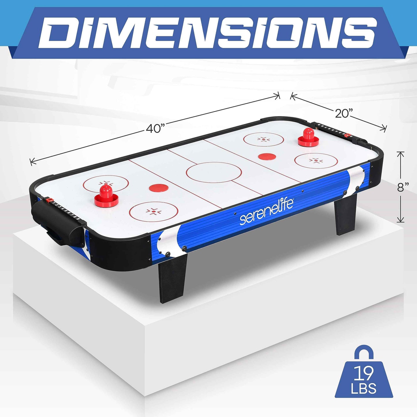 SereneLife 40" Air Hockey Game Tabletop, w/Fastest Game Play Upgraded 110v Motor, Built-in Score Tracker & Puck Dispenser, Accessories