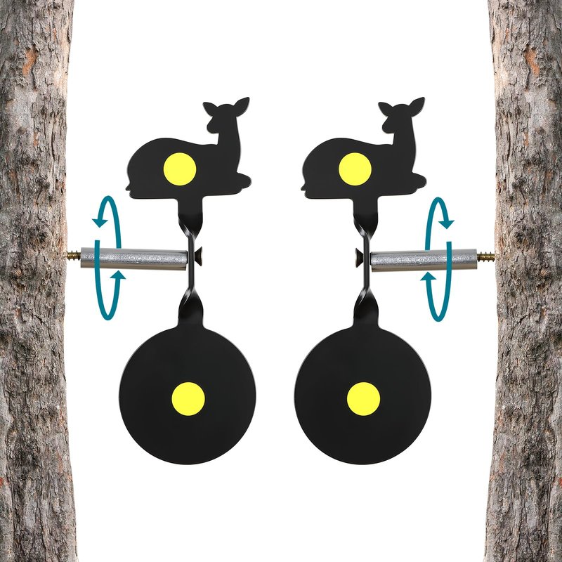 2-Pack Spinner Shooting Targets Auto Reset Steel Resetting Gun Target Heavy Metal Steel Spinning Target for Shooting (Deer)