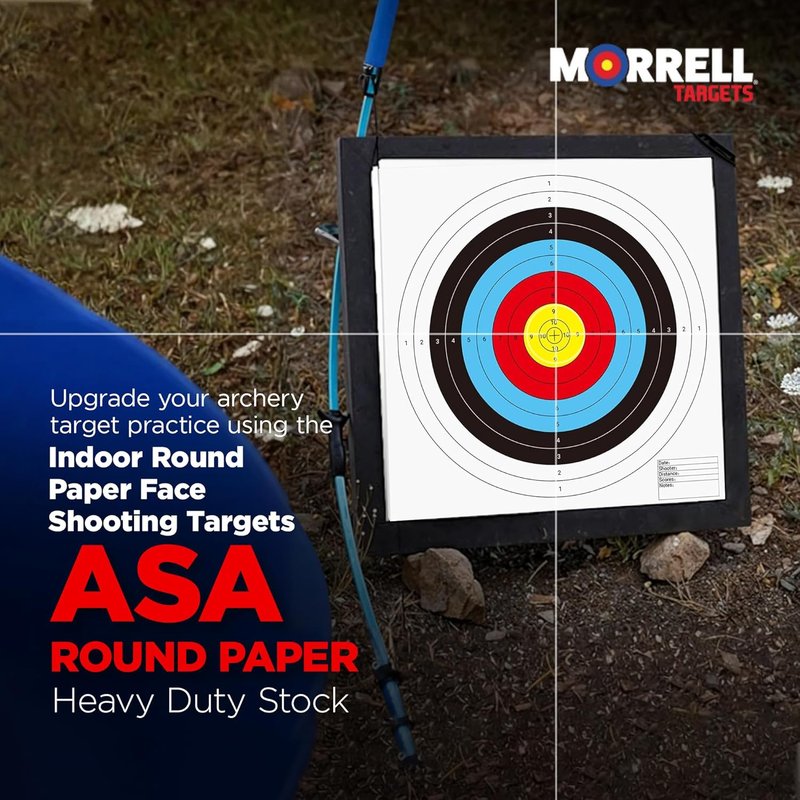 Morrell ASA Round Paper Shooting Targets - 17x17 Inch, Wood-Free Paper, 100 Count for Indoor Archery