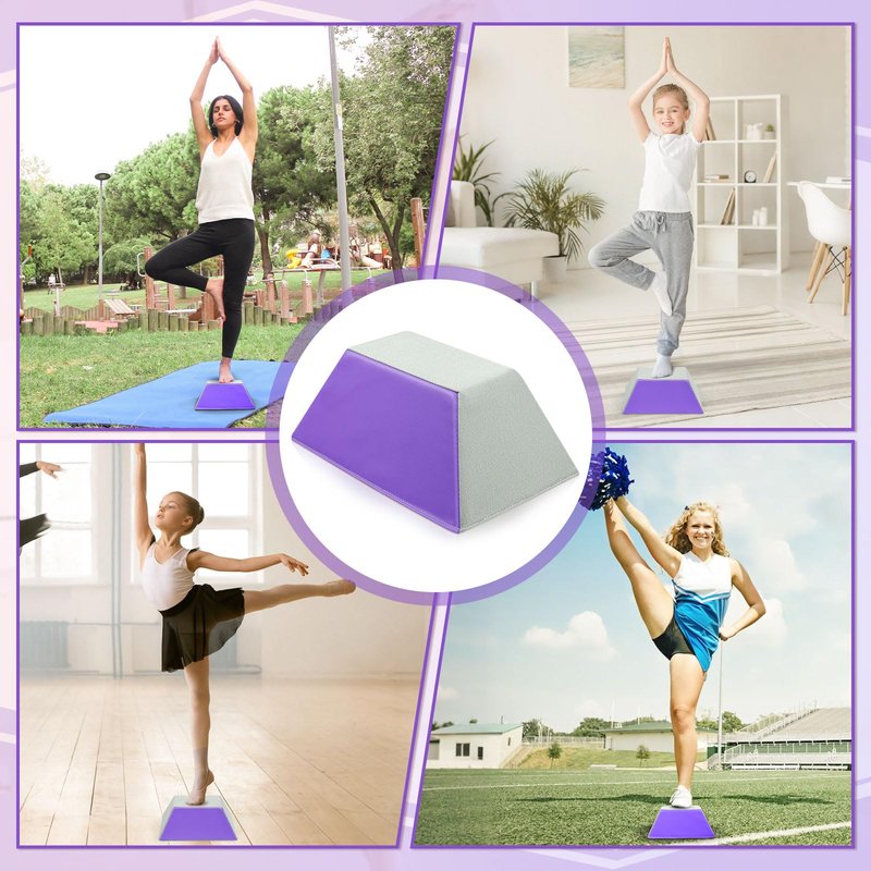Cheerleading Balance Trainer, Purple, PU Anti-slip, Stunt Stand for Flyers, Balance Training Gymnastics Beam & Core Strength