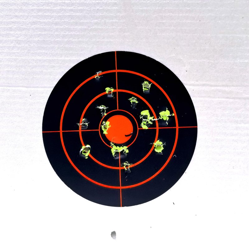4" Splatter Sticker Roll (200 Sheets) - High-Vis Fluorescent Adhesive for Gun/Rifle/Airsoft/Slingshot - Impact Burst Markers - Yellow Shooting Paper (Orange)