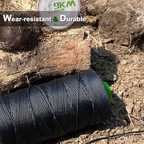 9KM DWLIFE Black Braided Kevlar Cord, 500-1500lb, Heavy Duty Huge Kite String, Model Rocket, Paracord, Fishing Assist Cord, Camping, Hiking, Outdoor Survival Rope