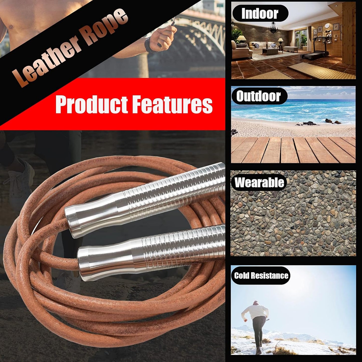 Weighted Jump Rope - Heavy Jumping Rope for Fitness & Endurance Training | Adjustable, Stainless Steel Handles