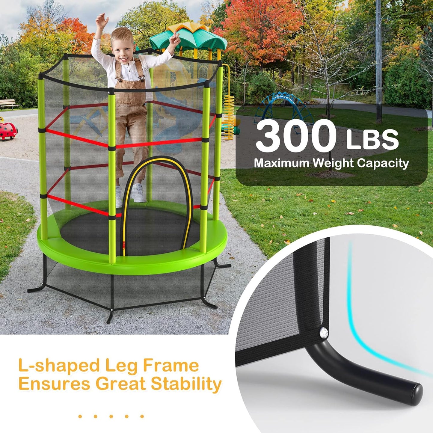 GYMAX Toddler Trampoline - 55” Kids Trampoline with Safety Enclosure Net & Seamless Jumping Mat | ASTM Approved for Indoor/Outdoor Fun