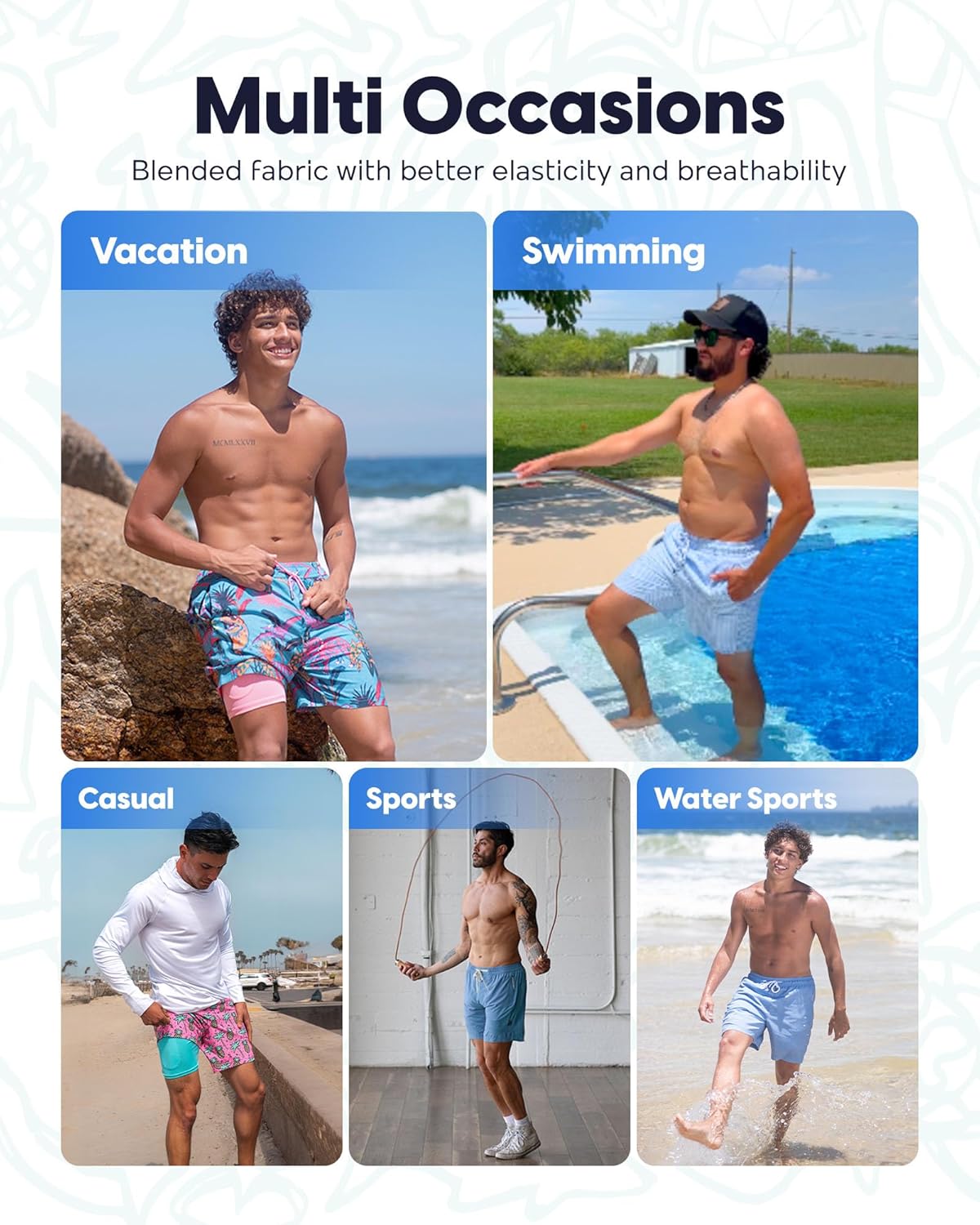 Men's Swim Trunks - 7" Quick-Dry Swim Shorts with Compression Liner | Plaid Bathing Suit