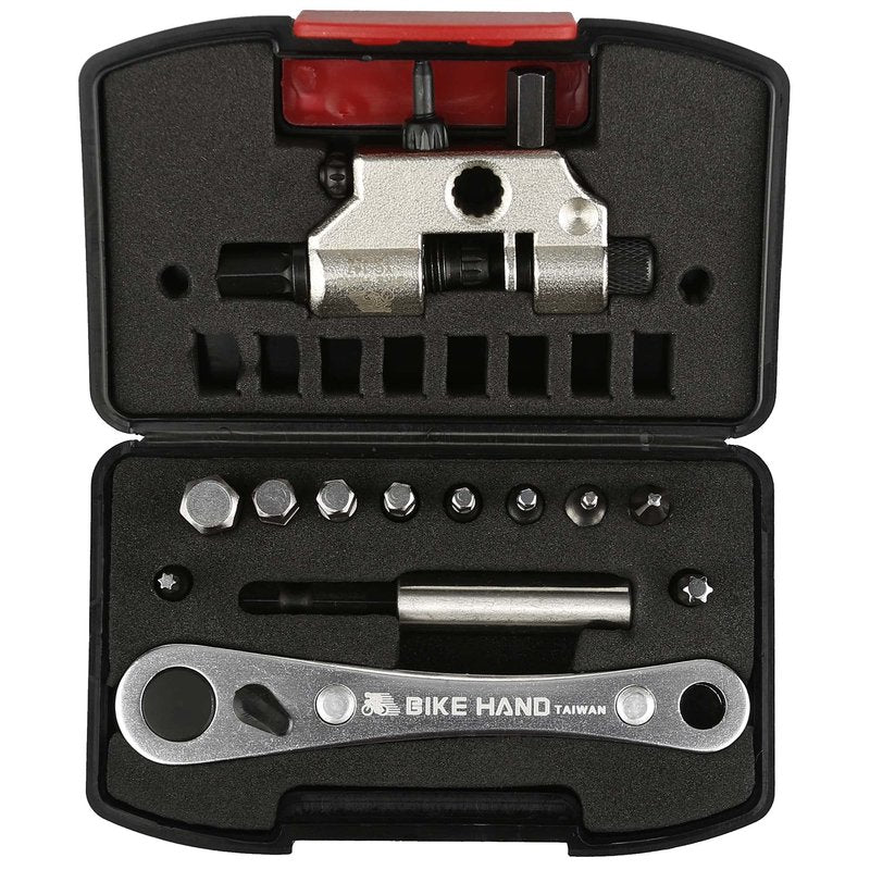 BIKEHAND Bike Bicycle Repair Ratchet Allen Key Hex Torx Wrench Bit Key 2mm 2.5mm 3mm 4mm 5mm 6mm 8mm Multi Socket Set Metric Chain Breaker Hand FoldingTool Part Kit