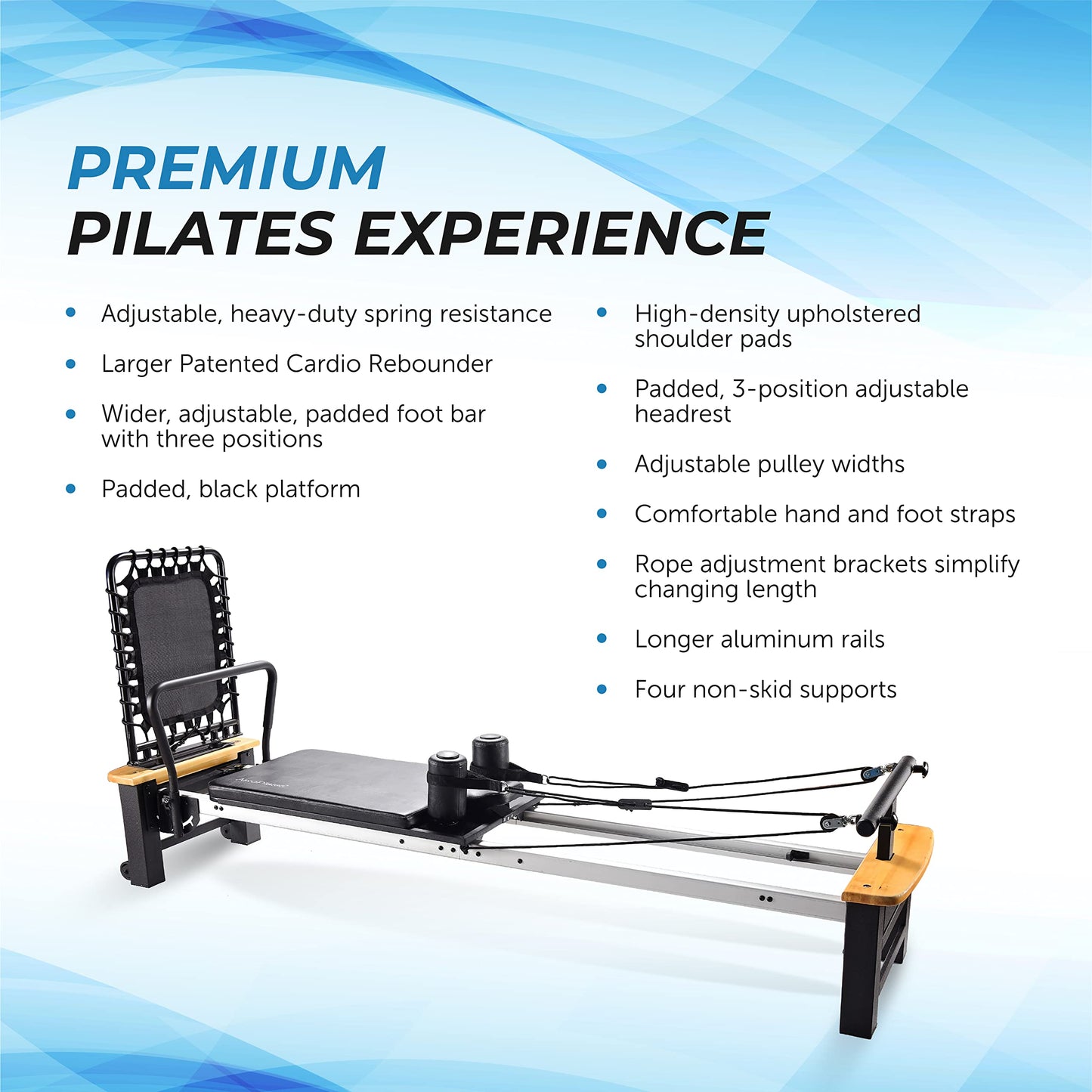 AeroPilates Pro Series Reformer 565 - Pilates Reformer Workout Machine for Home Gym - Up to 300 lbs Weight Capacity