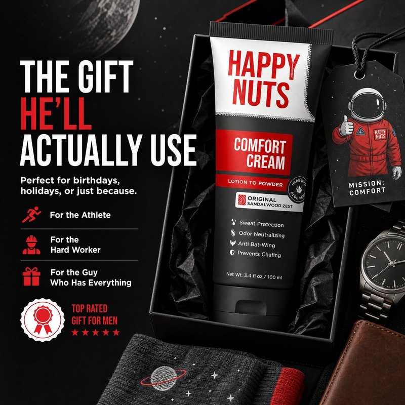 HAPPY NUTS Comfort Cream Deodorant For Men: Anti-Chafing Sweat Defense, Odor Control, Aluminum-Free Mens Deodorant & Hygiene Products for Men's Private Parts 3.4 Fl Oz (2 Pack), Original Scent