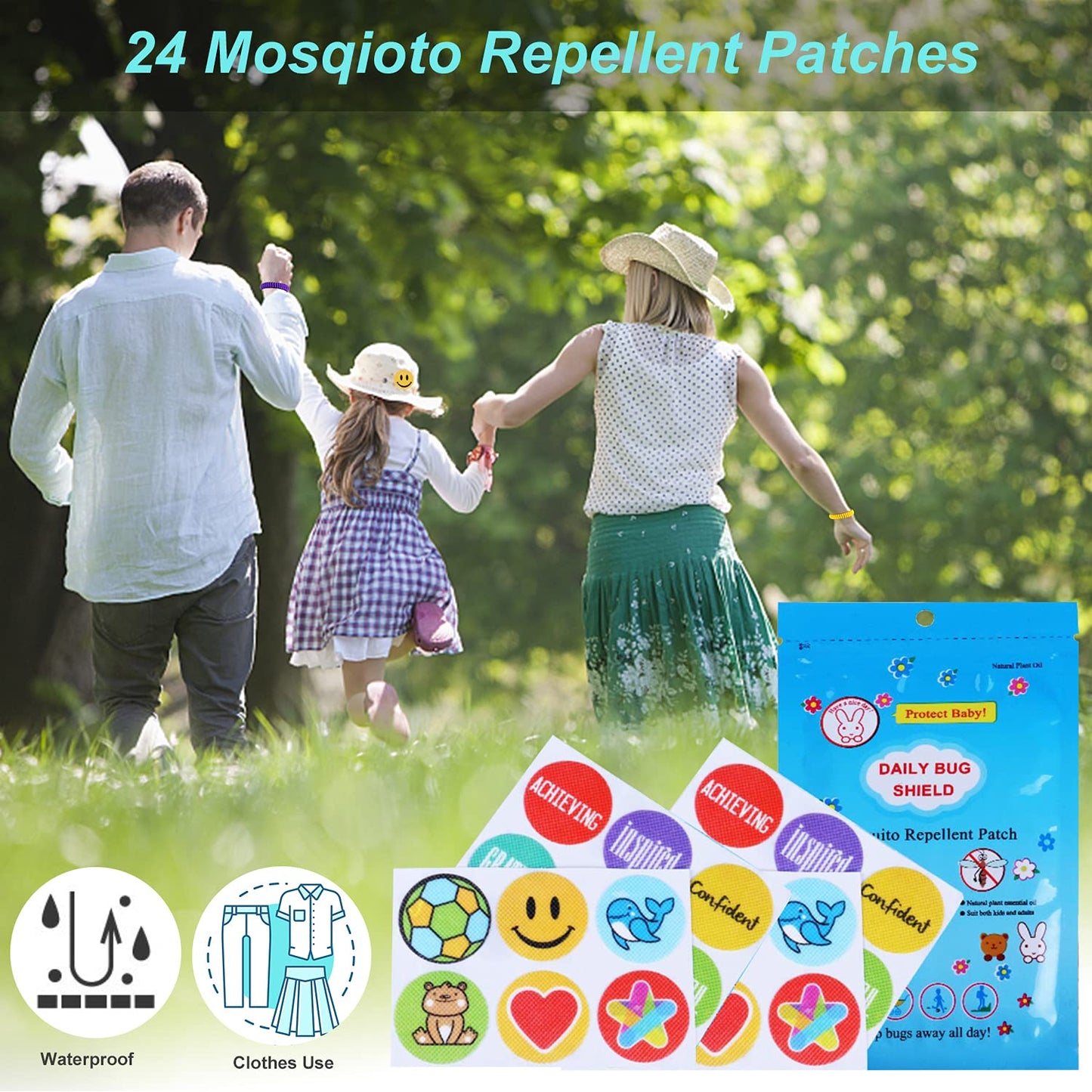 Mosquito Repellent Bracelets, 21 Pack Individually Wrapped Waterproof Insect Bug Repellent Wristbands for Kids Adults Outdoor Camping Fishing Traveling