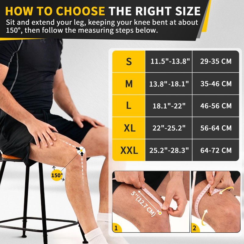 CAMBIVO Knee Brace for Men & Women, 2 Pack Knee Compression Sleeve for Knee Pain Relief, Knee Brace with Side Stabilizers & Patella Pad for Meniscus Tear, Gym Running Working Out（Medium, STS-Black）