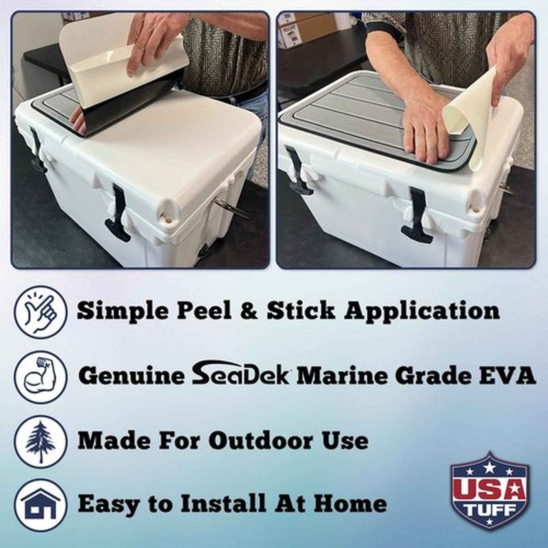 USATuff SeaDek EVA Mat Cooler Pad fits YETI 35 Tundra | Peel & Stick Application | Non Slip Comfort Accessories - Top Fin Redfish Tail (StormGray-Black)