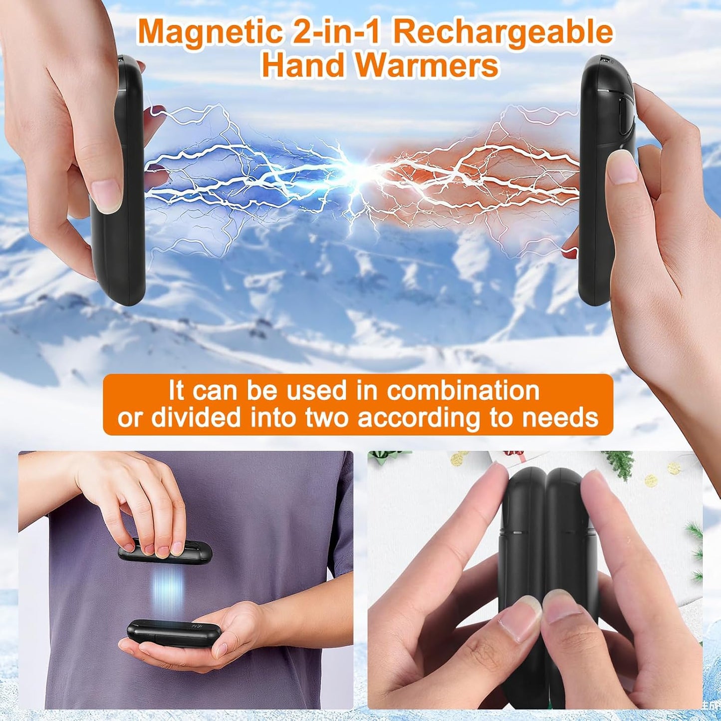 Rechargeable Hand Warmers - 6000mAh Electric Heat Up to 131℉ | 18-Hour Portable Pocket Heater for Camping & Daily Use