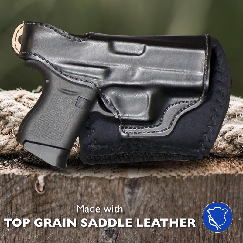 Desantis Die Hard Ankle Rig - Ankle Holster Concealed Carry, Leather Lined Holster w/Thumb Break, Neoprene Leg Band, Compatible w/Glock 43, Glock 43X - Right-Hand Draw, Black