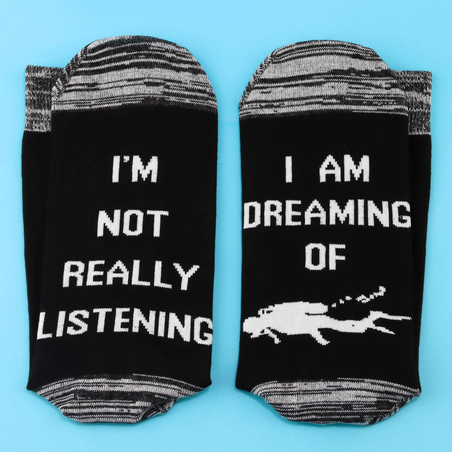 JXGZSO 2 Pairs Scuba Diver Gift I’m Not Really Listening I Am Dreaming Of Diving Socks(Dreaming Of Diving)