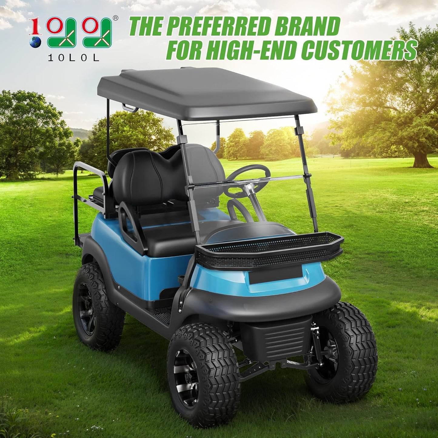 10L0L Golf Cart Club Car Precedent Front Cargo Basket Clay Outer Utility with Mounting Brakets for Gas & Electric Golf Carts, Heavy-Duty Steel Drop Mesh Storage Rack