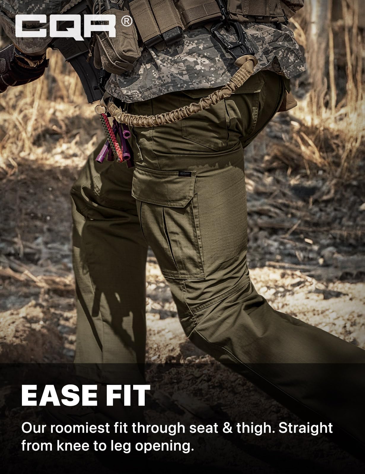 CQR Men's Tactical Pants, Water Resistant Ripstop Cargo Pants, Lightweight EDC Work Hiking Pants, Outdoor Apparel, Raider Mag Soil Green, 36W x 34L
