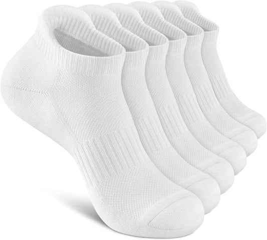 Ankle Athletic Running Socks - Breathable Cushioned Low Cut Sports Socks for Men & Women | 6 Pairs