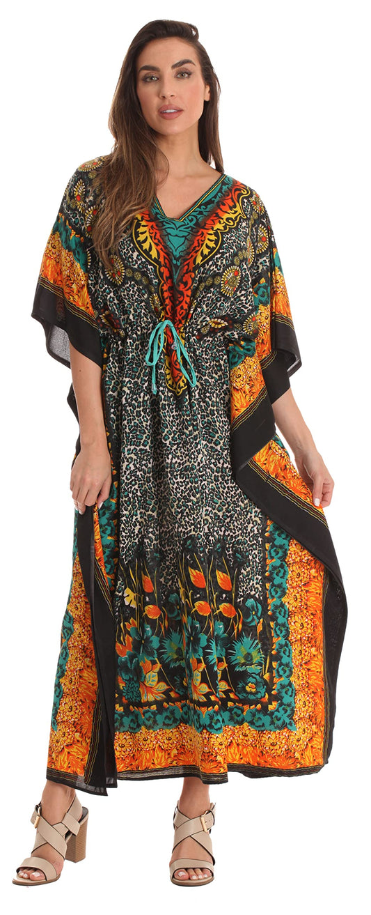 Riviera Sun Maxi Length Long Caftan for Women 21928-MULTI-L-XL