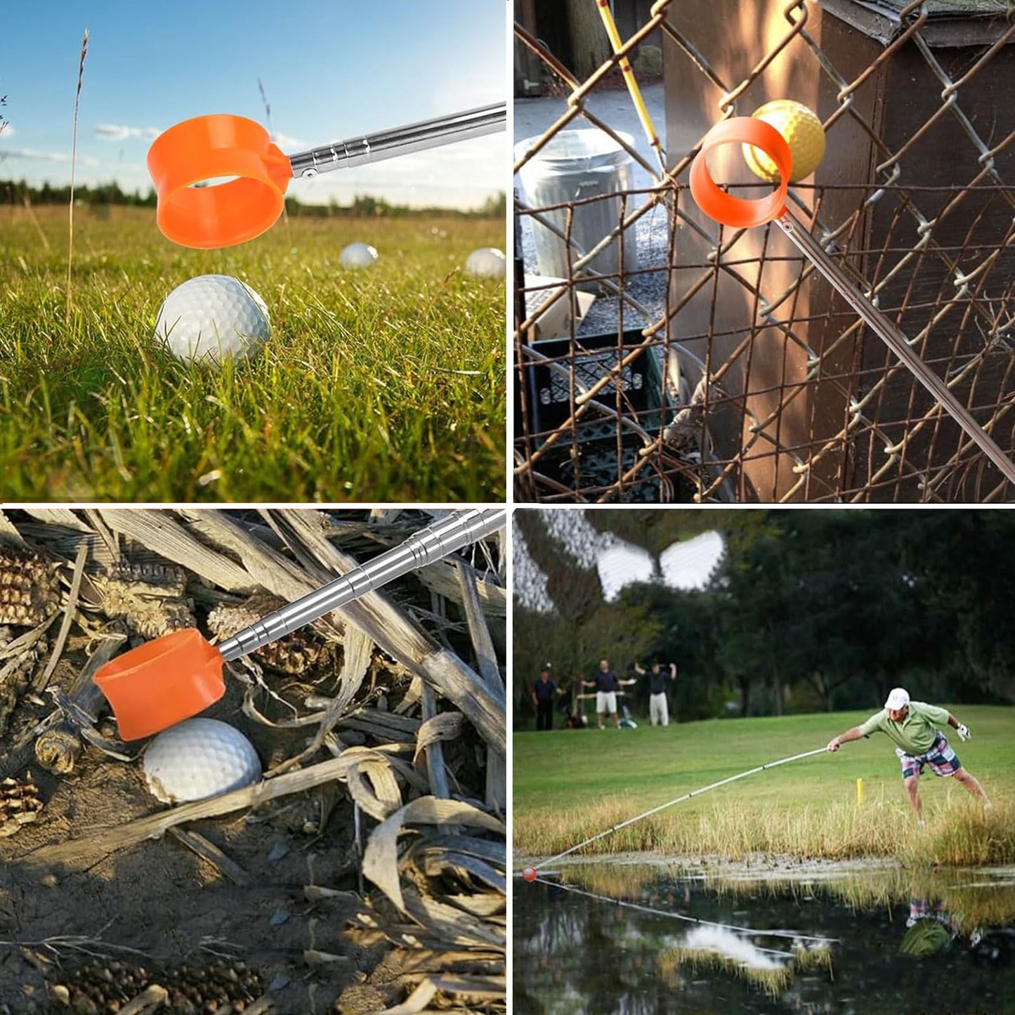 Gihunk Golf Ball Retriever Telescopic, 12Ft Aluminum Alloy Golf Ball Retriever for Water, Ball Retriever Tool Golf Ball Grabber, Telescopic | Two-Sided | Easy Grab Ball | Golf Gifts for Men & Golfers