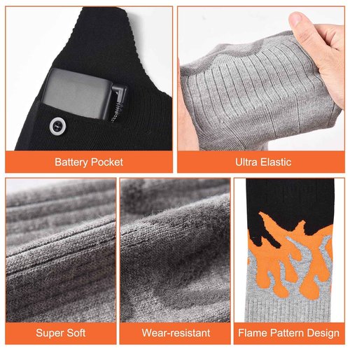 5000mAh Heated Socks for Men Women-360° Fast Heating Electric Socks-4 Heat Settings 131°F-167°F Battery Heated Socks-Machine Washable Electric Heated Socks Rechargeable for Hunting Skiing Camping