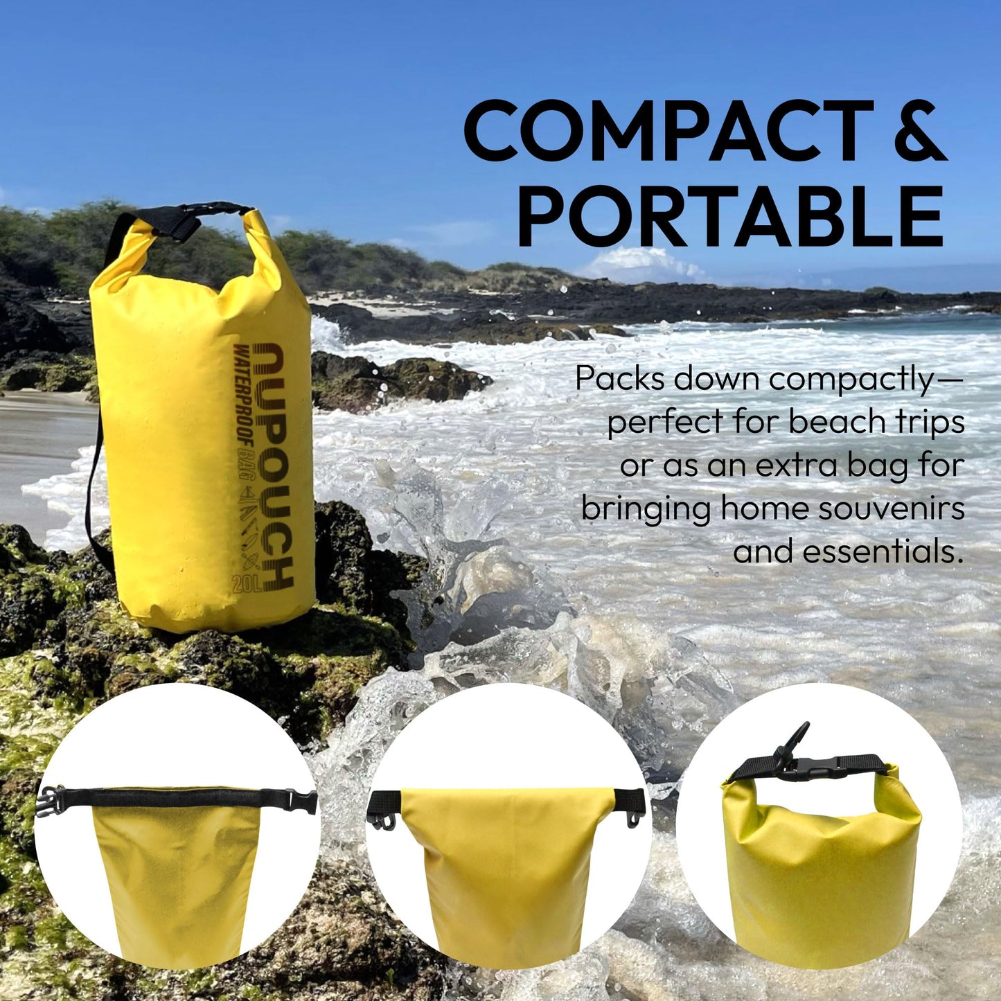 Nupouch Waterproof Dry Bag: 10L Green Roll Top Lightweight Dry Storage Bag, Backpack for Travel, Swimming, Boating, Kayaking, Camping, or Beach