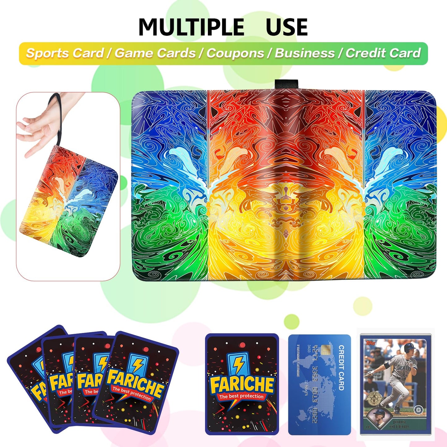 Trading Card Binder for TCG Cards, 9-Pocket Portable Card Collector Ablum Holder Book Fits 900 Cards with 50 Removable Sleeve, Waterproof BKM Card Binder Display Storage Carrying Cases for TCG-Totem