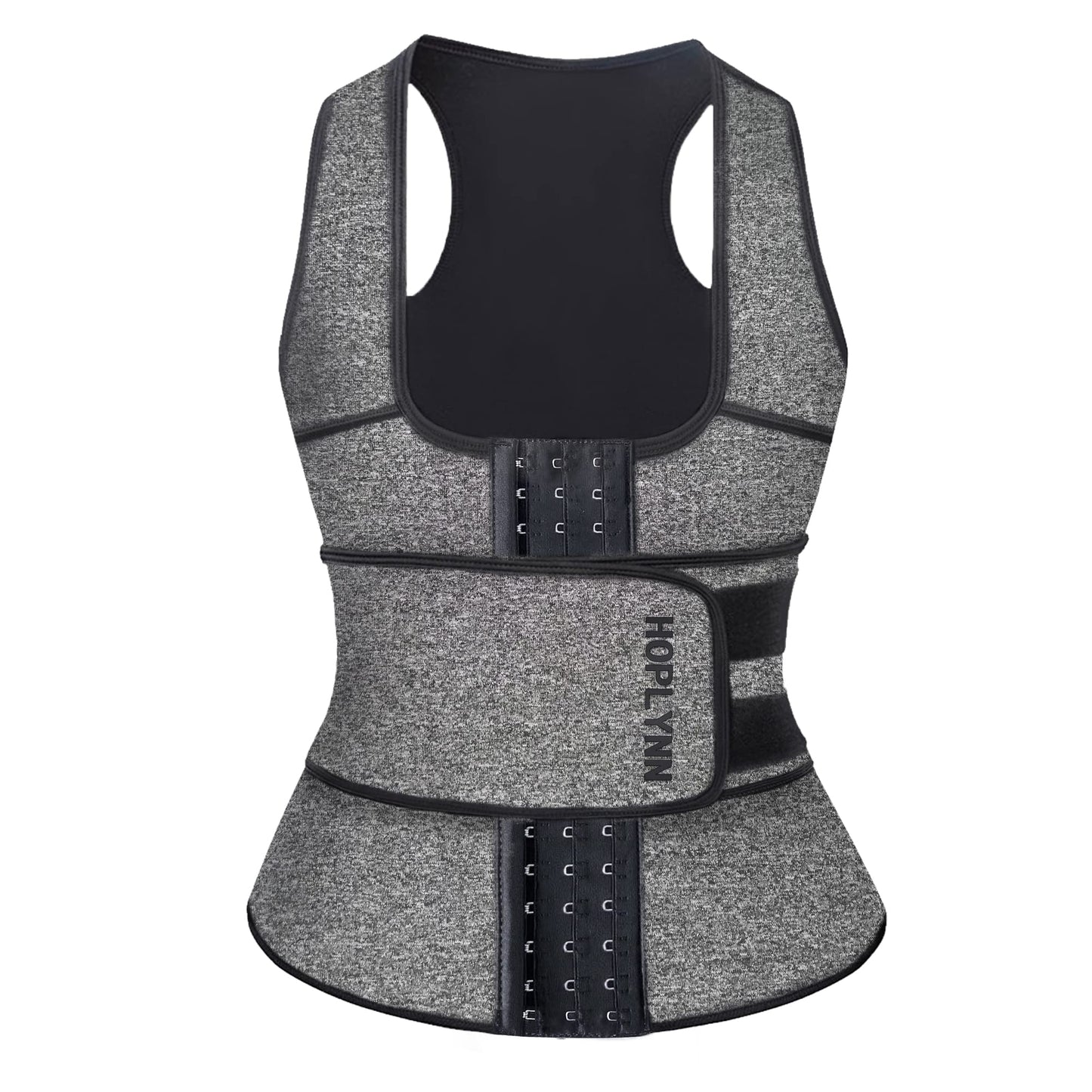 HOPLYNN Neoprene Sauna Sweat Waist Trainer Corset Trimmer Vest for Women Tummy Control, Waist Cincher Body Shaper Gray Small/02