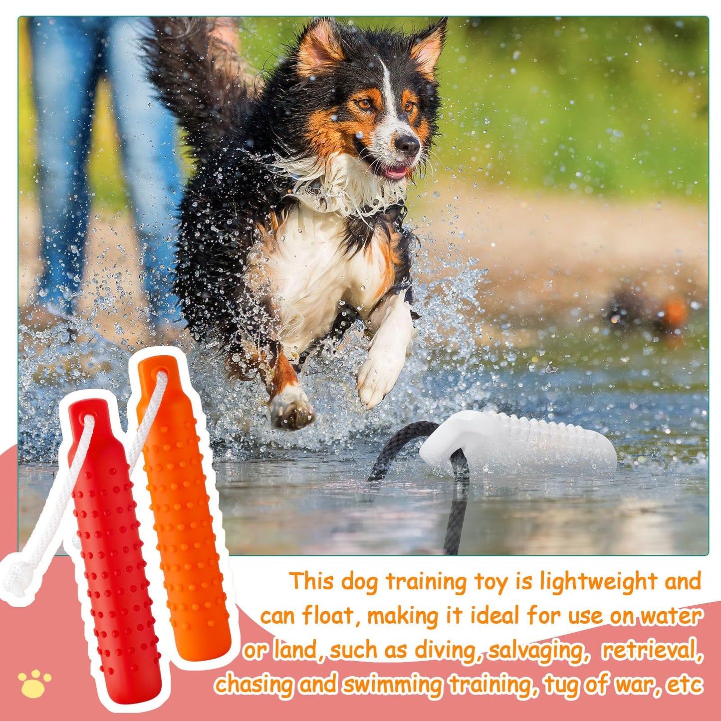 Blueweenly 4 Pcs Dog Bumper Toy for Water Retrieving Plastic Puppy Training Dummy Dog Float Toy Lightweight for Float on The Water Pool Outdoor Training Hunting Fetching (Red and Orange)