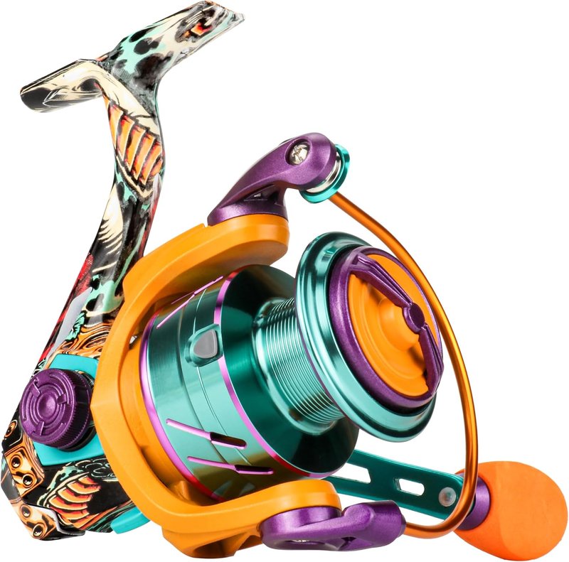 RUNCL Spinning Reel - 5.2:1 Gear Ratio, 22.05 LB Max Drag | Lightweight, Interchangeable Left/Right Hand, Freshwater & Saltwater Options